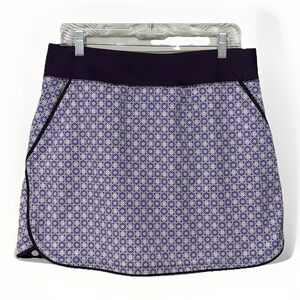 Land's End Pull On Quick Dry Purple Star Board Skort Swim Skirt Womens Size 12